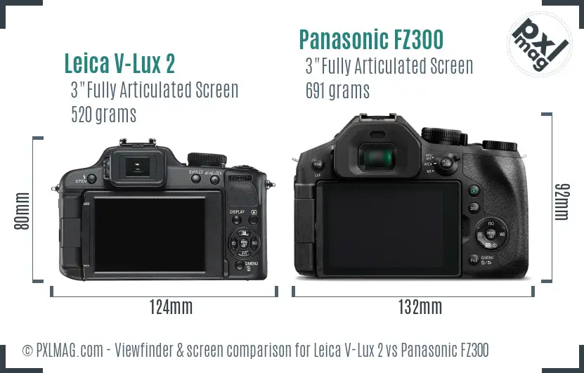 Leica V-Lux 2 vs Panasonic FZ300 Screen and Viewfinder comparison