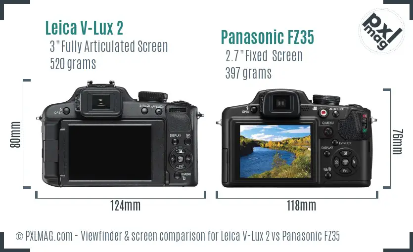 Leica V-Lux 2 vs Panasonic FZ35 Screen and Viewfinder comparison