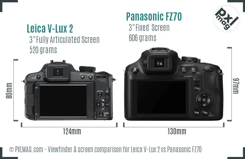 Leica V-Lux 2 vs Panasonic FZ70 Screen and Viewfinder comparison