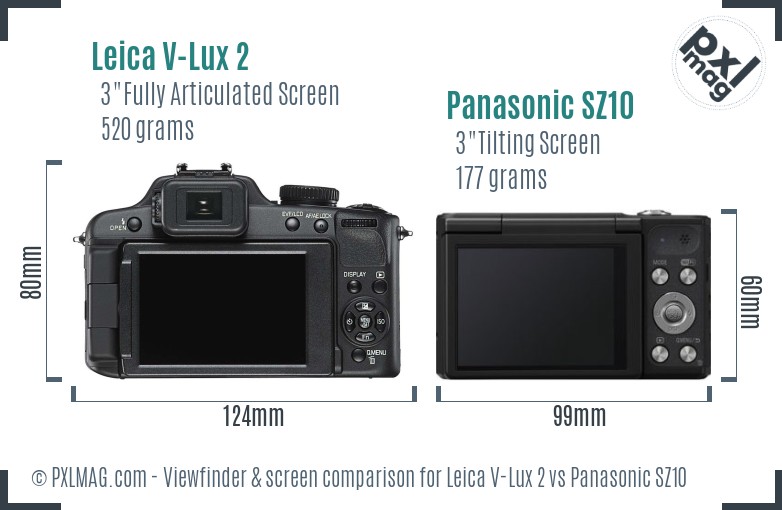 Leica V-Lux 2 vs Panasonic SZ10 Screen and Viewfinder comparison