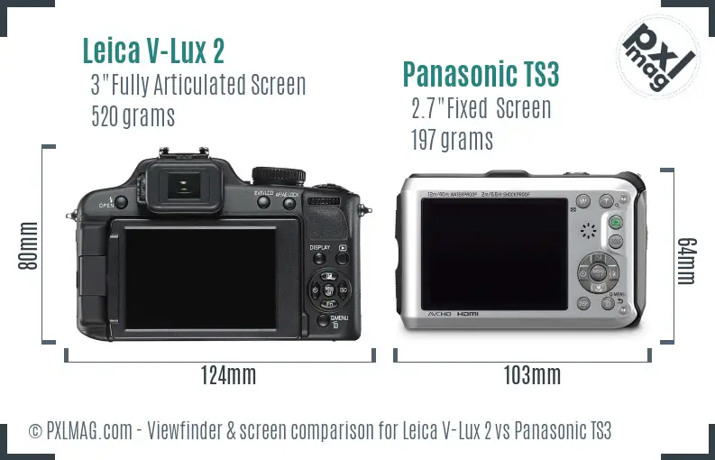 Leica V-Lux 2 vs Panasonic TS3 Screen and Viewfinder comparison