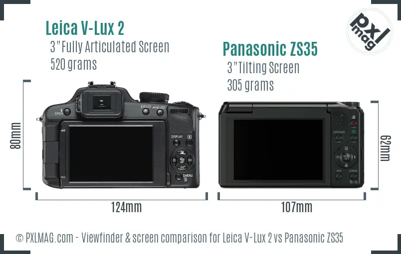 Leica V-Lux 2 vs Panasonic ZS35 Screen and Viewfinder comparison Leica V-Lux 2 vs Panasonic ZS35 Screen and Viewfinder comparison
