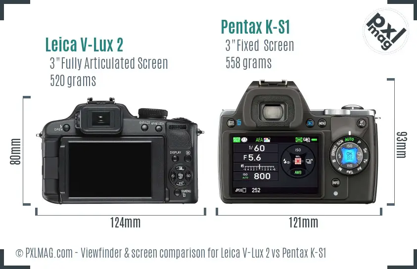 Leica V-Lux 2 vs Pentax K-S1 Screen and Viewfinder comparison