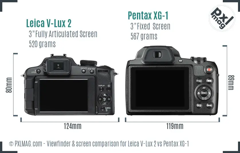 Leica V-Lux 2 vs Pentax XG-1 Screen and Viewfinder comparison Leica V-Lux 2 vs Pentax XG-1 Screen and Viewfinder comparison
