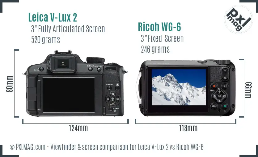 Leica V-Lux 2 vs Ricoh WG-6 Screen and Viewfinder comparison