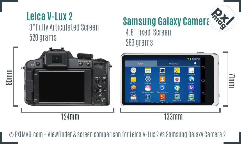 Leica V-Lux 2 vs Samsung Galaxy Camera 2 Screen and Viewfinder comparison Leica V-Lux 2 vs Samsung Galaxy Camera 2 Screen and Viewfinder comparison