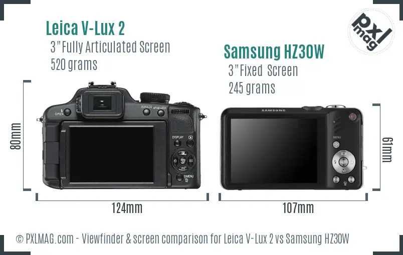 Leica V-Lux 2 vs Samsung HZ30W Screen and Viewfinder comparison Leica V-Lux 2 vs Samsung HZ30W Screen and Viewfinder comparison