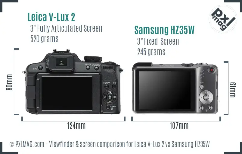 Leica V-Lux 2 vs Samsung HZ35W Screen and Viewfinder comparison Leica V-Lux 2 vs Samsung HZ35W Screen and Viewfinder comparison