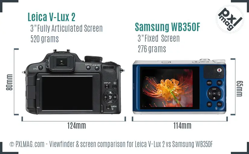 Leica V-Lux 2 vs Samsung WB350F Screen and Viewfinder comparison Leica V-Lux 2 vs Samsung WB350F Screen and Viewfinder comparison