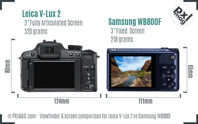 Leica V-Lux 2 vs Samsung WB800F Screen and Viewfinder comparison Leica V-Lux 2 vs Samsung WB800F Screen and Viewfinder comparison