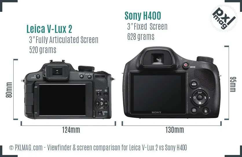 Leica V-Lux 2 vs Sony H400 Screen and Viewfinder comparison