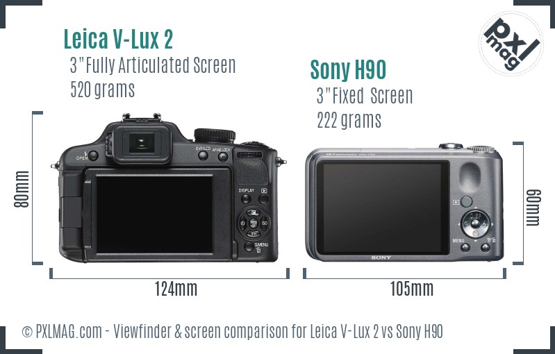 Leica V-Lux 2 vs Sony H90 Screen and Viewfinder comparison