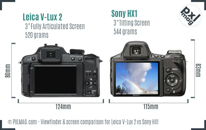 Leica V-Lux 2 vs Sony HX1 Screen and Viewfinder comparison