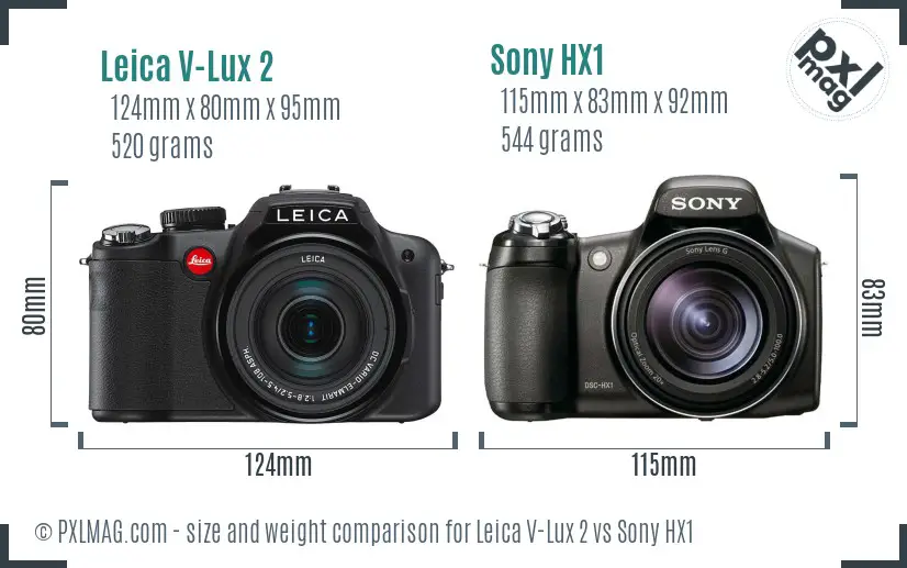 Leica V-Lux 2 vs Sony HX1 size comparison