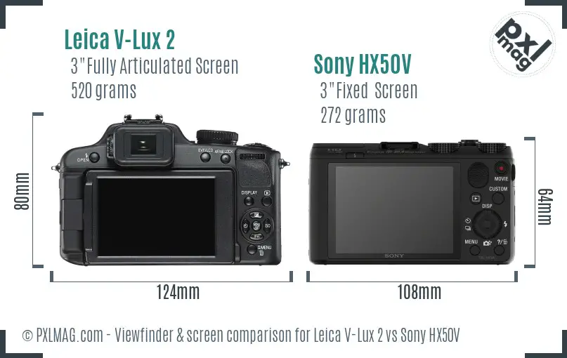 Leica V-Lux 2 vs Sony HX50V Screen and Viewfinder comparison