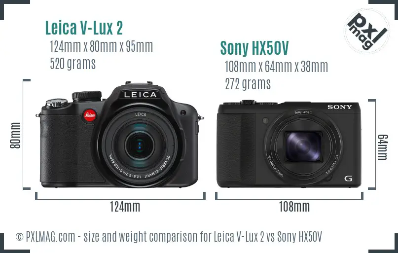 Leica V-Lux 2 vs Sony HX50V size comparison