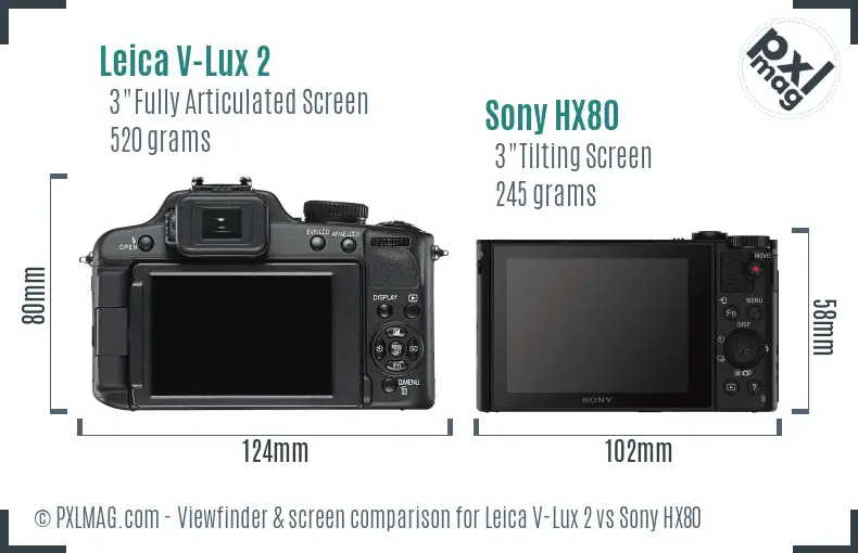 Leica V-Lux 2 vs Sony HX80 Screen and Viewfinder comparison