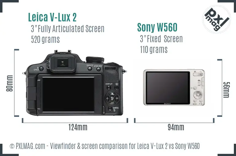 Leica V-Lux 2 vs Sony W560 Screen and Viewfinder comparison