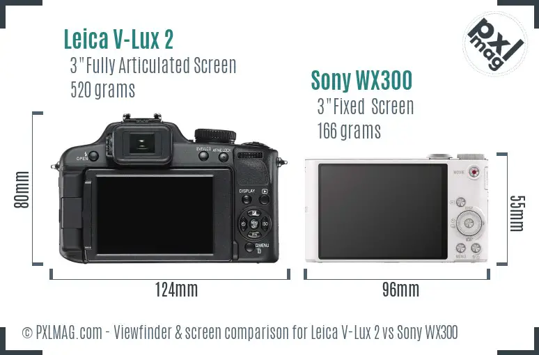 Leica V-Lux 2 vs Sony WX300 Screen and Viewfinder comparison