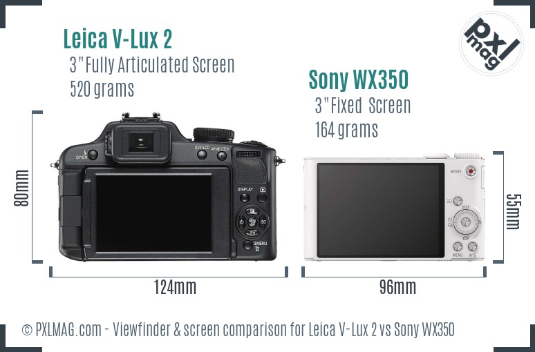 Leica V-Lux 2 vs Sony WX350 Screen and Viewfinder comparison