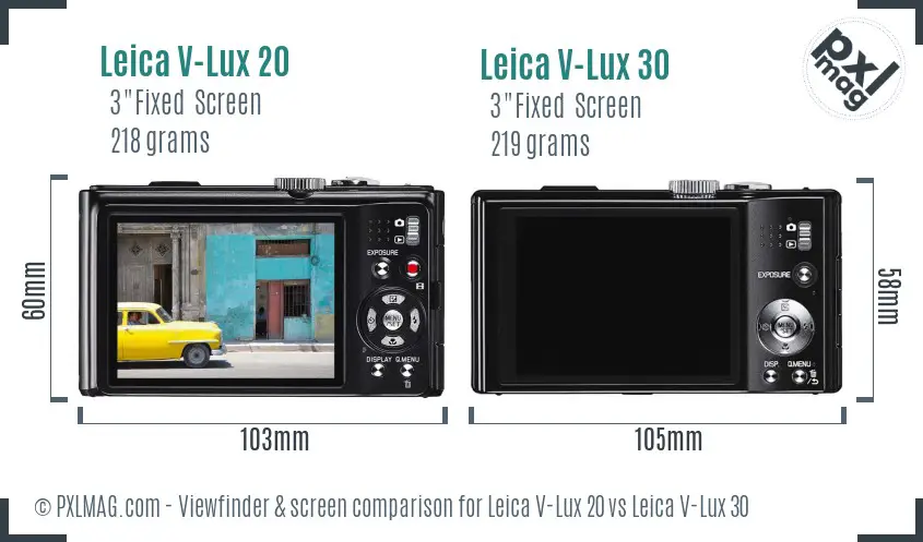 Leica V-Lux 20 vs Leica V-Lux 30 Screen and Viewfinder comparison