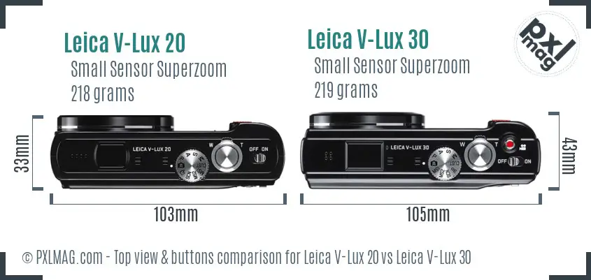 Leica V-Lux 20 vs Leica V-Lux 30 top view buttons comparison