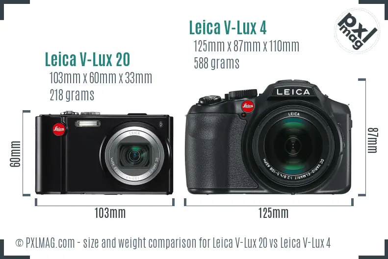 Leica V-Lux 20 vs Leica V-Lux 4 size comparison