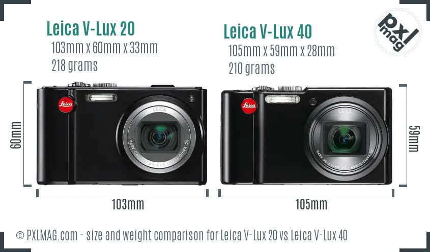 Leica V-Lux 20 vs Leica V-Lux 40 size comparison