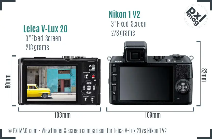Leica V-Lux 20 vs Nikon 1 V2 Screen and Viewfinder comparison