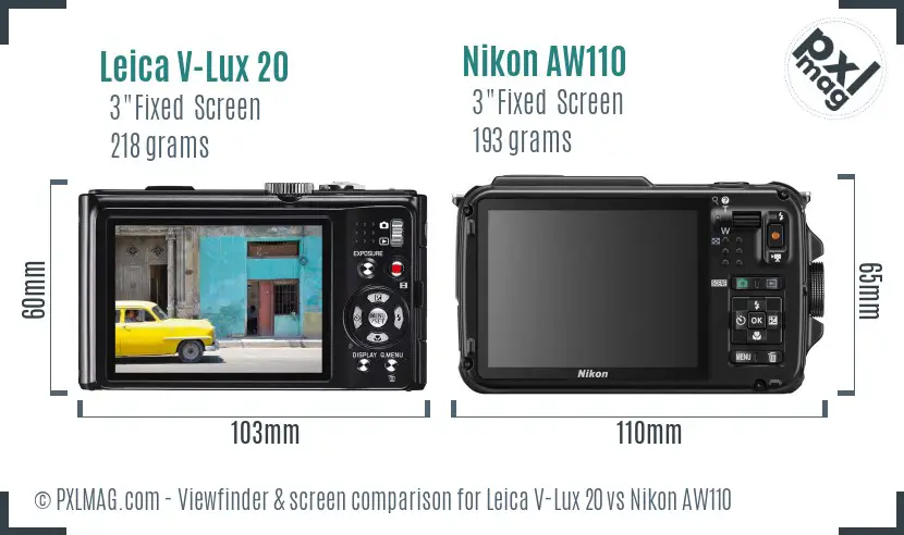 Leica V-Lux 20 vs Nikon AW110 Screen and Viewfinder comparison Leica V-Lux 20 vs Nikon AW110 Screen and Viewfinder comparison