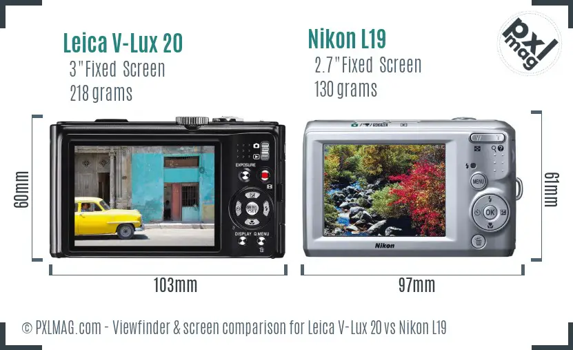 Leica V-Lux 20 vs Nikon L19 Screen and Viewfinder comparison