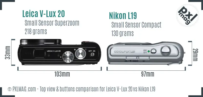 Leica V-Lux 20 vs Nikon L19 top view buttons comparison