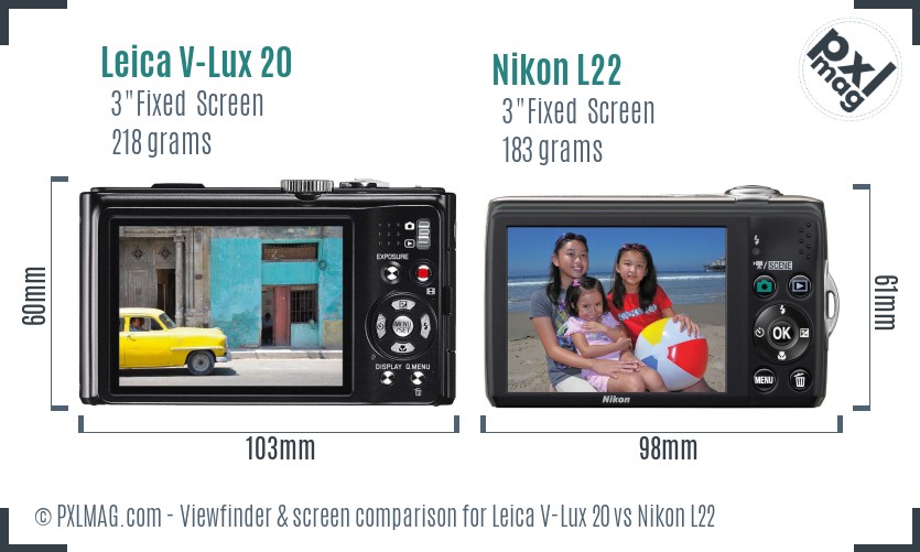 Leica V-Lux 20 vs Nikon L22 Screen and Viewfinder comparison