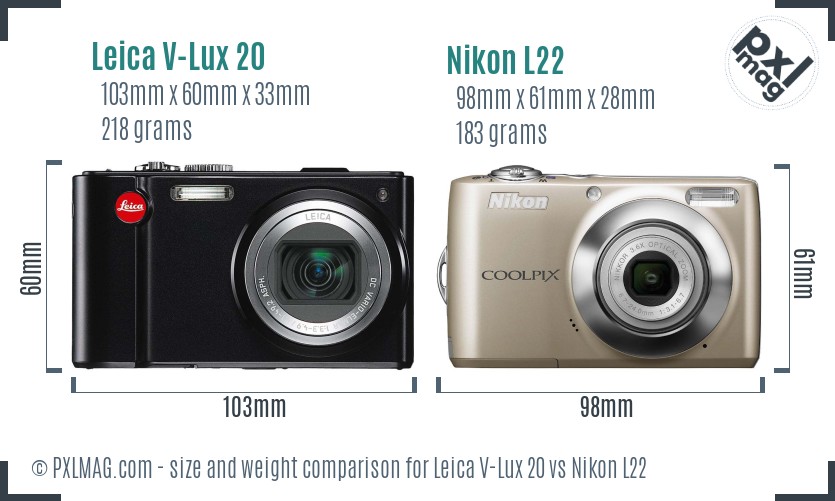Leica V-Lux 20 vs Nikon L22 size comparison Leica V-Lux 20 vs Nikon L22 size comparison