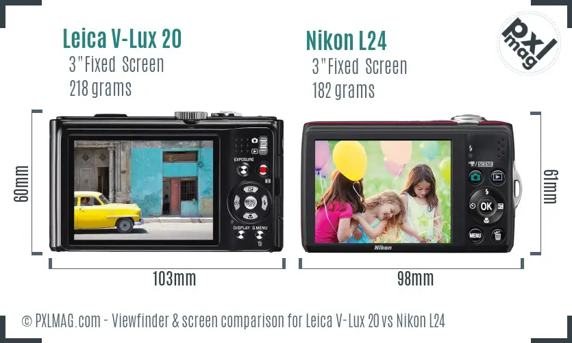 Leica V-Lux 20 vs Nikon L24 Screen and Viewfinder comparison