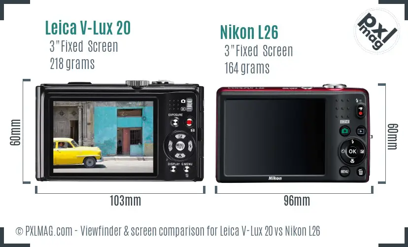 Leica V-Lux 20 vs Nikon L26 Screen and Viewfinder comparison