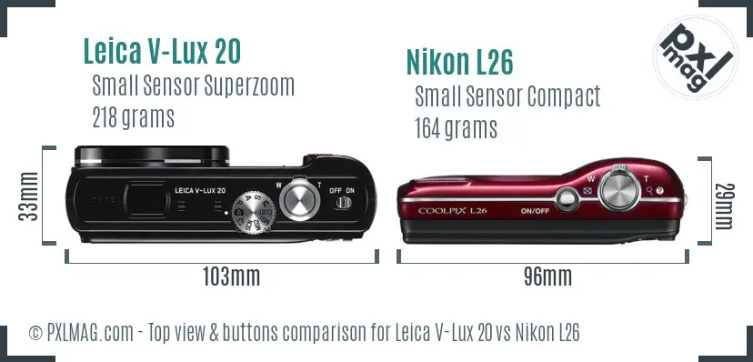 Leica V-Lux 20 vs Nikon L26 top view buttons comparison