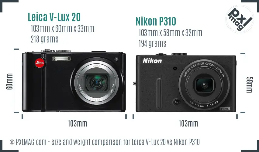 Leica V-Lux 20 vs Nikon P310 size comparison Leica V-Lux 20 vs Nikon P310 size comparison