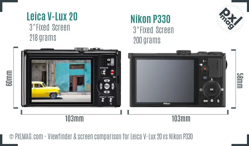 Leica V-Lux 20 vs Nikon P330 Screen and Viewfinder comparison Leica V-Lux 20 vs Nikon P330 Screen and Viewfinder comparison