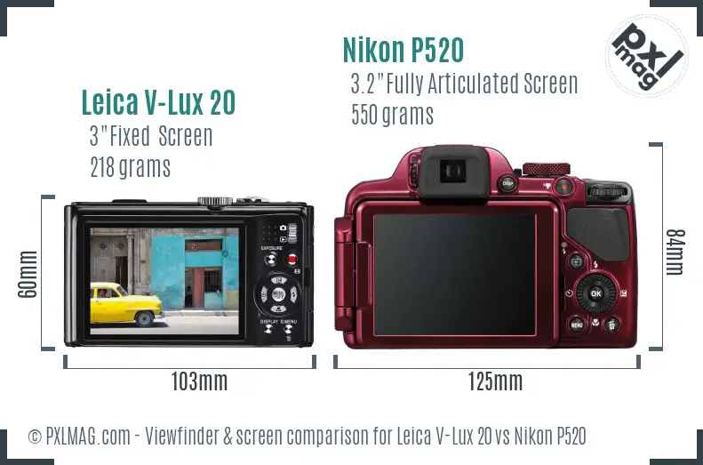 Leica V-Lux 20 vs Nikon P520 Screen and Viewfinder comparison Leica V-Lux 20 vs Nikon P520 Screen and Viewfinder comparison