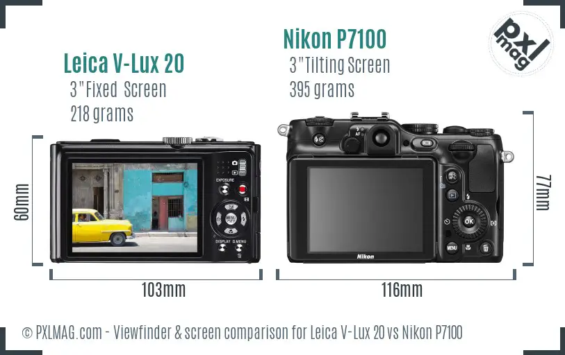 Leica V-Lux 20 vs Nikon P7100 Screen and Viewfinder comparison