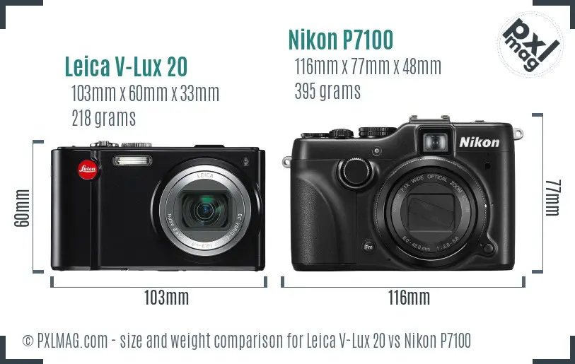 Leica V-Lux 20 vs Nikon P7100 size comparison