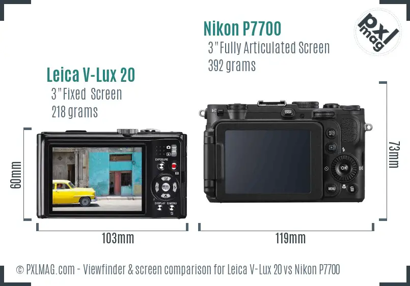 Leica V-Lux 20 vs Nikon P7700 Screen and Viewfinder comparison