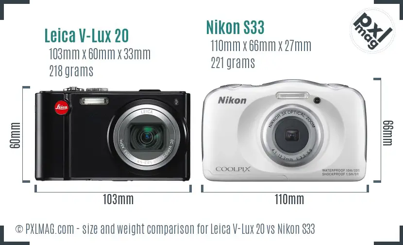 Leica V-Lux 20 vs Nikon S33 size comparison Leica V-Lux 20 vs Nikon S33 size comparison