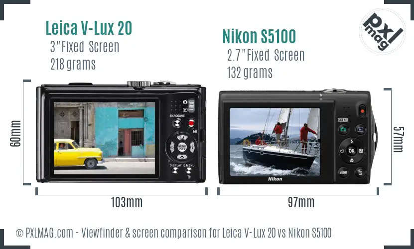 Leica V-Lux 20 vs Nikon S5100 Screen and Viewfinder comparison Leica V-Lux 20 vs Nikon S5100 Screen and Viewfinder comparison