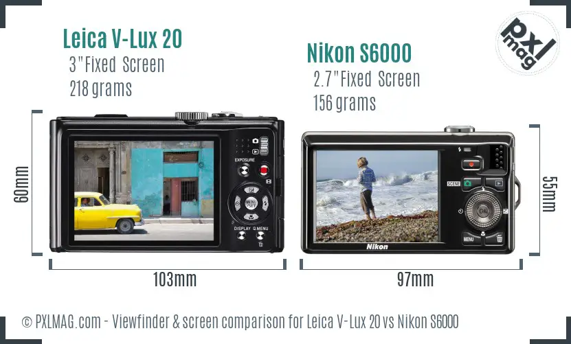 Leica V-Lux 20 vs Nikon S6000 Screen and Viewfinder comparison