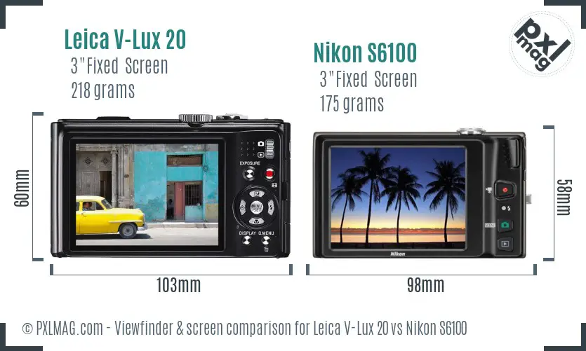 Leica V-Lux 20 vs Nikon S6100 Screen and Viewfinder comparison Leica V-Lux 20 vs Nikon S6100 Screen and Viewfinder comparison