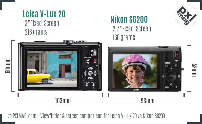 Leica V-Lux 20 vs Nikon S6200 Screen and Viewfinder comparison Leica V-Lux 20 vs Nikon S6200 Screen and Viewfinder comparison