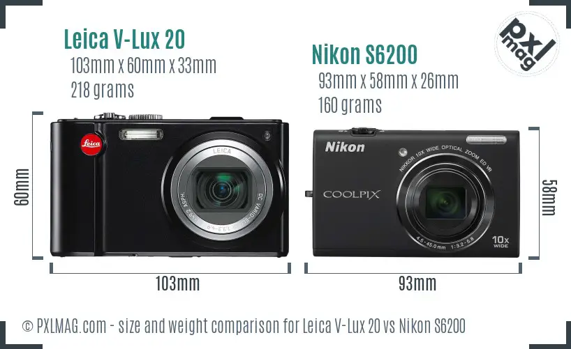 Leica V-Lux 20 vs Nikon S6200 size comparison Leica V-Lux 20 vs Nikon S6200 size comparison