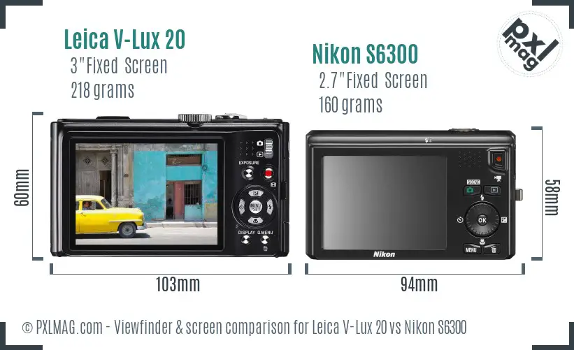 Leica V-Lux 20 vs Nikon S6300 Screen and Viewfinder comparison